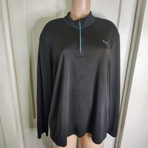 Black Long Sleeve Pullover with Blue Zip